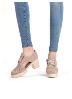 Bia Vizon Desenli Bayan Bağcıklı Oxford Ayakkabı