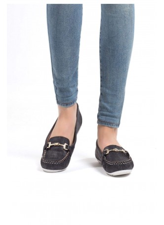 Cam Siyah Cilt Tokalı Bayan Babet Ayakkabı
