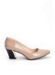 Açık Vizon Düz Kesim Bayan Rugan Kısa Topuk Ayakkabı