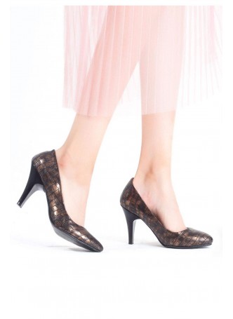 Bakır Desenli Bayan Stiletto Ayakkabı