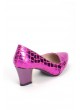 Fuşya Desenli Bayan Kısa Topuk Ayakkabı