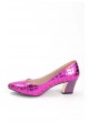 Fuşya Desenli Bayan Kısa Topuk Ayakkabı