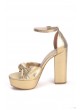 Gold Bilekten Bağlamalı Bayan Platform Topuk Ayakkabı