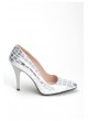 Gümüş Desenli Bayan Stiletto Ayakkabı