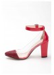 Kırmızı Rugan Desenli Burunlu Bayan Topuklu Ayakkabı