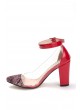 Kırmızı Rugan Yanlar Şeffaf Bayan Topuklu Ayakkabı