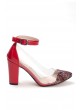 Kırmızı Rugan Yanlar Şeffaf Bayan Topuklu Ayakkabı