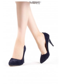 Lacivert Bayan Süet Stiletto Ayakkabı