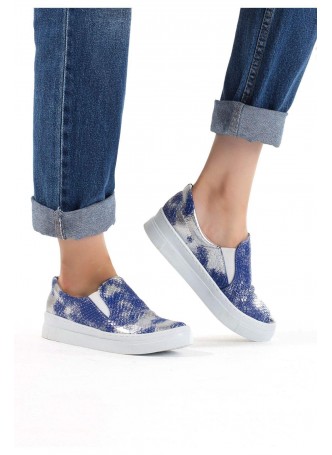 Mavi Renkli Bayan Spor Babet Ayakkabı