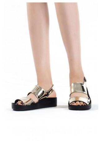 Parlak Gold Bayan Sandalet Ayakkabı