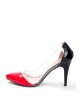 Siyah Kırmızı Burunlu Bayan Stiletto Ayakkabı
