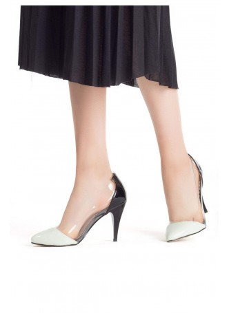 Siyah Rugan Su Yeşili Burunlu Bayan Stiletto Ayakkabı