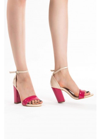 Vizon Fuşya Rugan Bayan Topuklu Ayakkabı