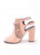 Ert Pudra Süet Çift Kemerli Bayan Topuklu Ayakkabı
