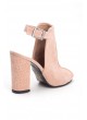 Ert Pudra Süet Kemerli Bayan Topuklu Ayakkabı