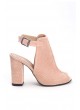 Ert Pudra Süet Kemerli Bayan Topuklu Ayakkabı
