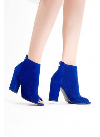Ert Saks Mavisi Süet Bayan Topuklu Ayakkabı