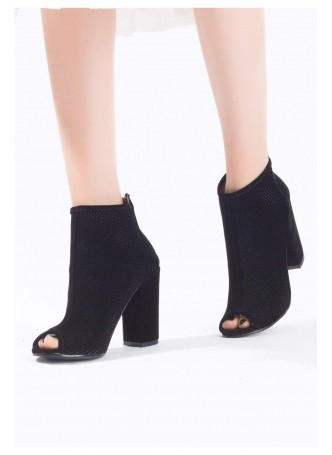 Ert Siyah Süet Bayan Topuklu Ayakkabı