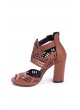 Ert Taba Kemerli Desenli Bayan Topuklu Ayakkabı