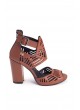 Ert Taba Kemerli Desenli Bayan Topuklu Ayakkabı