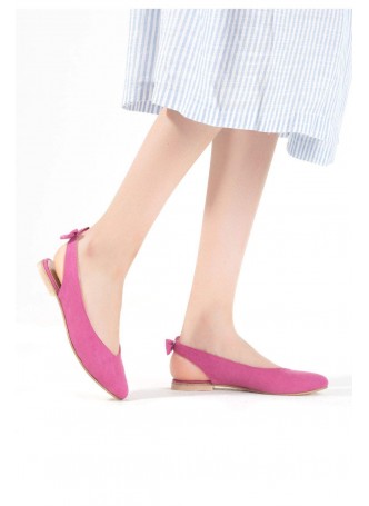 Ist Fuşya Süet Arkası Lastikli Bayan Babet Ayakkabı