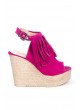 Lizet Fuşya Püsküllü Bayan Dolgu Topuk Ayakkabı