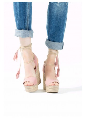 Lizet Pudra Süet Bayan Dolgu Topuk Ayakkabı