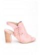 Lizet Pudra Süet Yanlar Bağcıklı Bayan Topuklu Ayakkabı