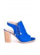 Lizet Saks Mavisi Süet Yanlar Bağcıklı Bayan Topuklu Ayakkabı