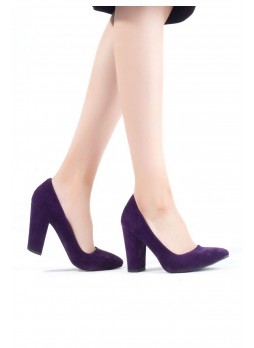Mar Mor Düz Kesim Bayan Kalın Topuklu Ayakkabı