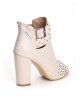 Mrt Krem Kemerli Taşlı Bayan Topuklu Ayakkabı