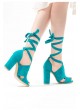 Mrt Turkuaz Süet Bilekten Bağlamalı Bayan Topuklu Ayakkabı