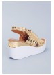 Sev Gold Rugan Bayan Dolgu Topuk Sandalet Ayakkabı