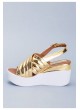 Sev Gold Rugan Bayan Dolgu Topuk Sandalet Ayakkabı
