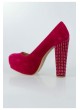 Sur Fuşya Süet Taş Aksesuarlı Bayan Platform Topuk Ayakkabı
