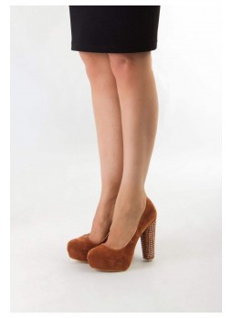 Sur Taba Süet Taşlı Bayan Platform Topuk Ayakkabı