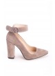 Tek Vizon Süet Bayan Bilekten Bağlamalı Topuklu Ayakkabı