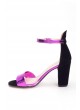 Tua Siyah Süet Parlak Fuşya Bayan Topuklu Ayakkabı
