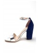 Urf Gümüş Mavi Topuk Bilekten Bağlamalı Bayan Topuklu Ayakkabı