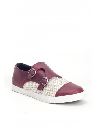 Wag Bordo Cilt Desenli Kemerli Erkek Spor Ayakkabı