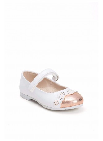Yet Beyaz Bakır Burunlu Çocuk Babet Ayakkabı