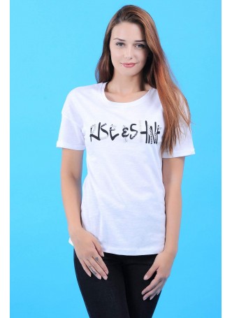Taş Yazılı Beyaz T-Shirt