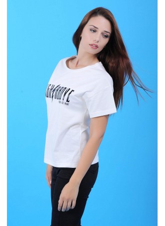 High Above Baskılı Beyaz T-Shirt