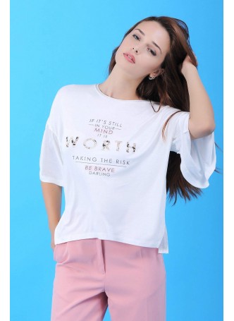 Worth Baskılı Beyaz T-Shirt