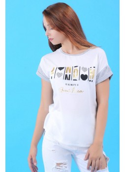 London Baskılı Beyaz T-Shirt