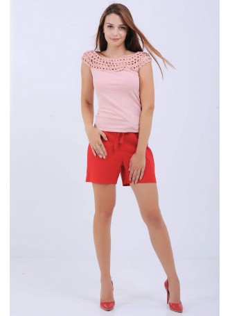 Kuşaklı Fuşya Şort