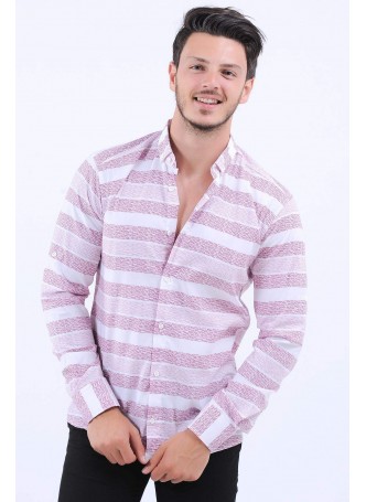 Kırmızı Desen Beyaz Gömlek