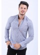 Mavi Beyaz Desen Gri Gömlek