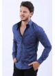 Beyaz Yıldız Desen Lacivert Gömlek