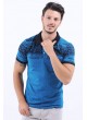 Lacivert Desen Polo Yaka Mavi T-Shirt
